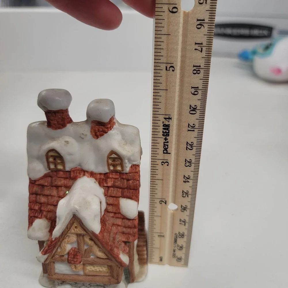 Whirley's 7408 Ceramic Christmas House Snow Roof Chimneys Bell 1980s Cottagecore